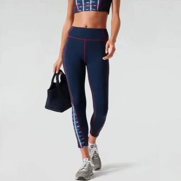 EUC Tuckernuck Navy & Amer-ikat High Rise Flex Compression Leggings Size Small - Picture 10 of 13